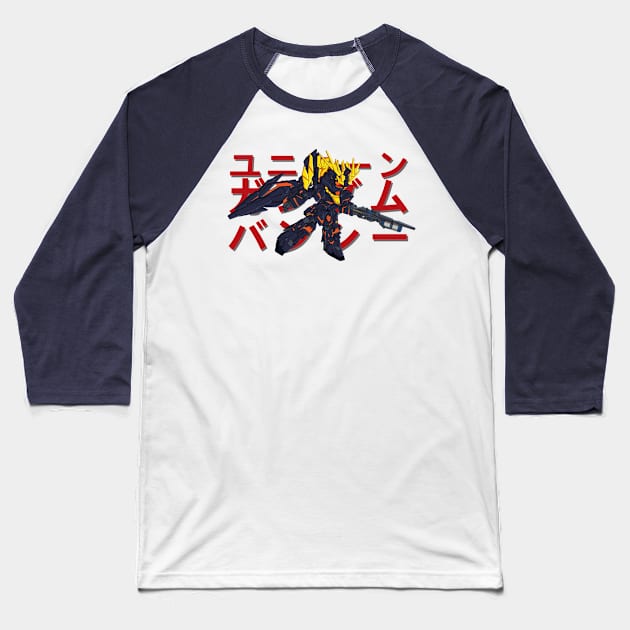 Unicorn Gundam Banshee Norn Baseball T-Shirt by Mecha Design by MechaRon